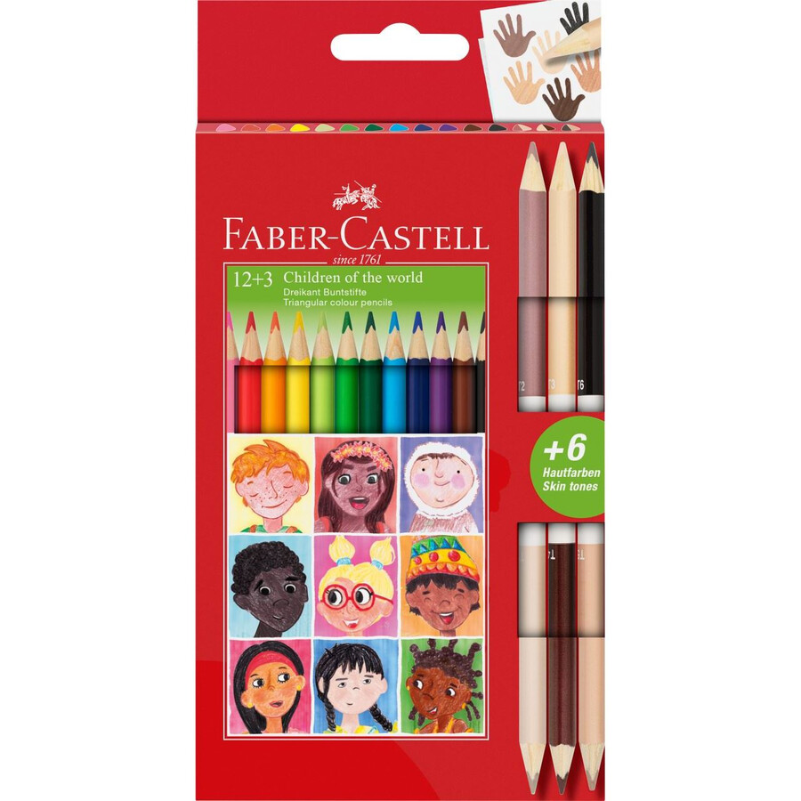 colour pencil triangular 123 with skintones