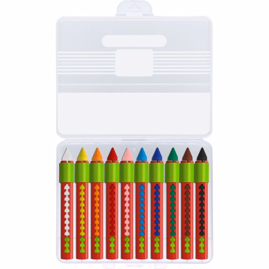Wax Crayon Round With Sliding Cover